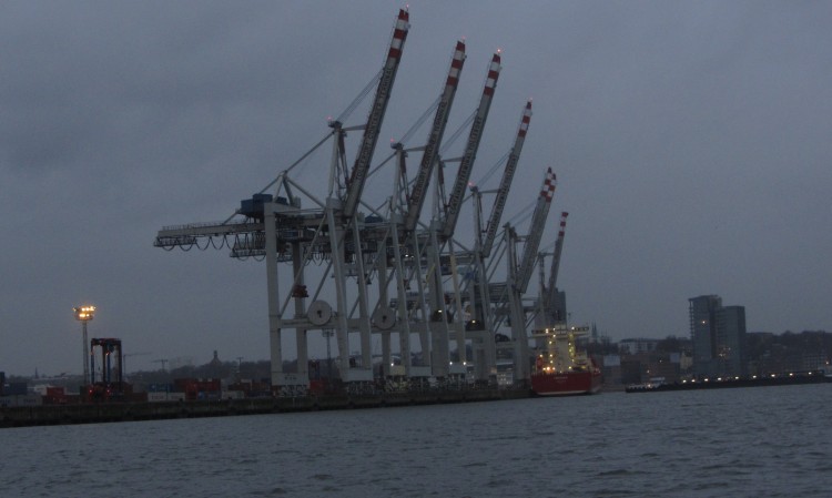 Port Operations with Cranes Loading Ship